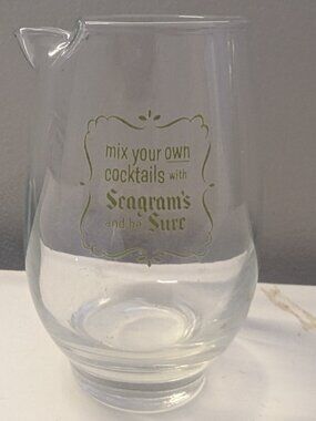 Vintage Mid-Century Seagram's Advertising Cocktail Mixing Glass Pitcher